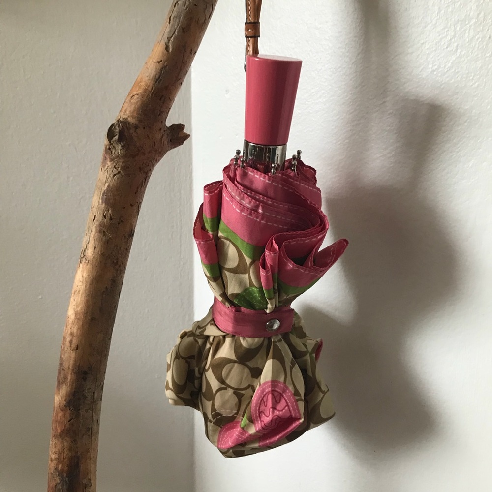 Coach Umbrella // Normal Sized // pink and green